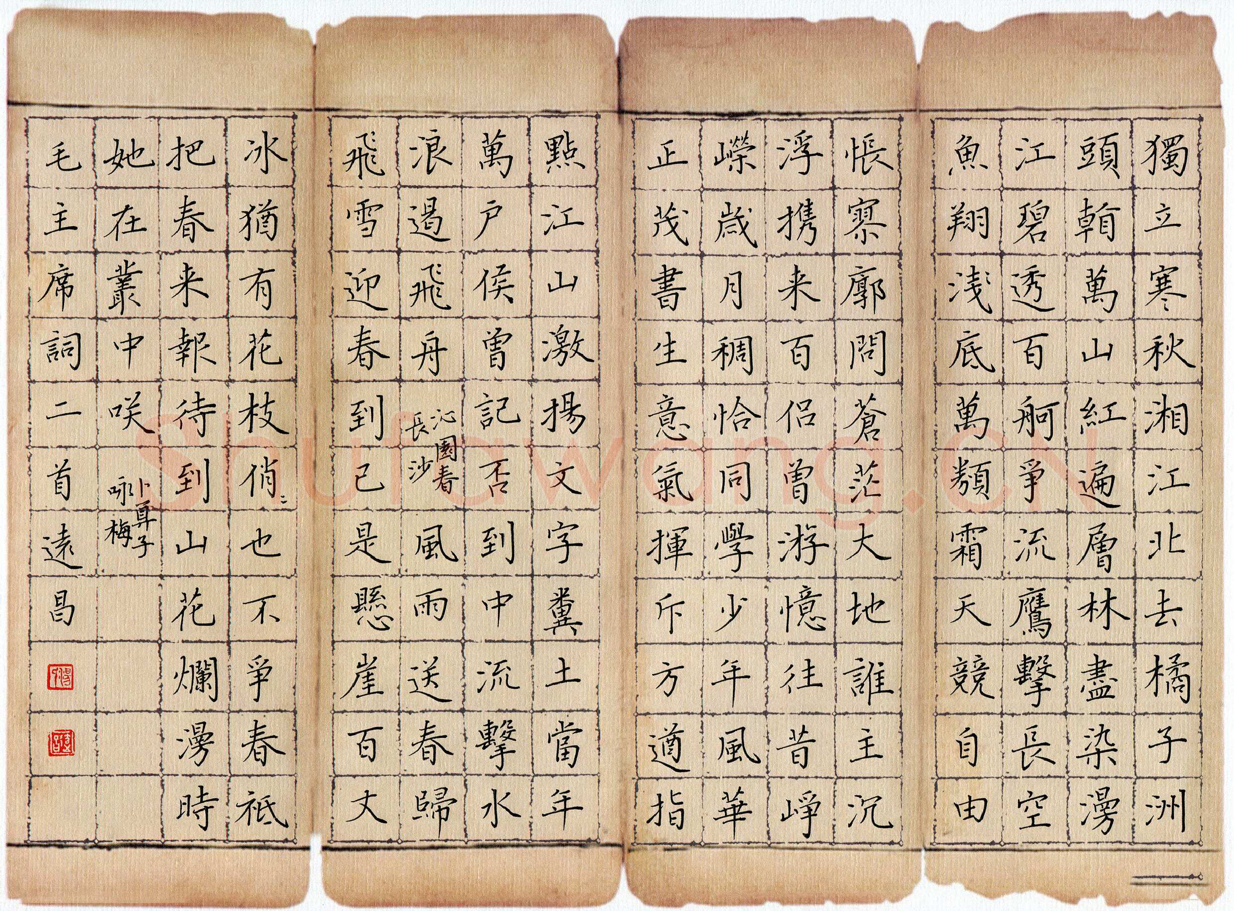 汤远昌硬笔楷书毛泽东词二首,汤远昌硬笔书法作品