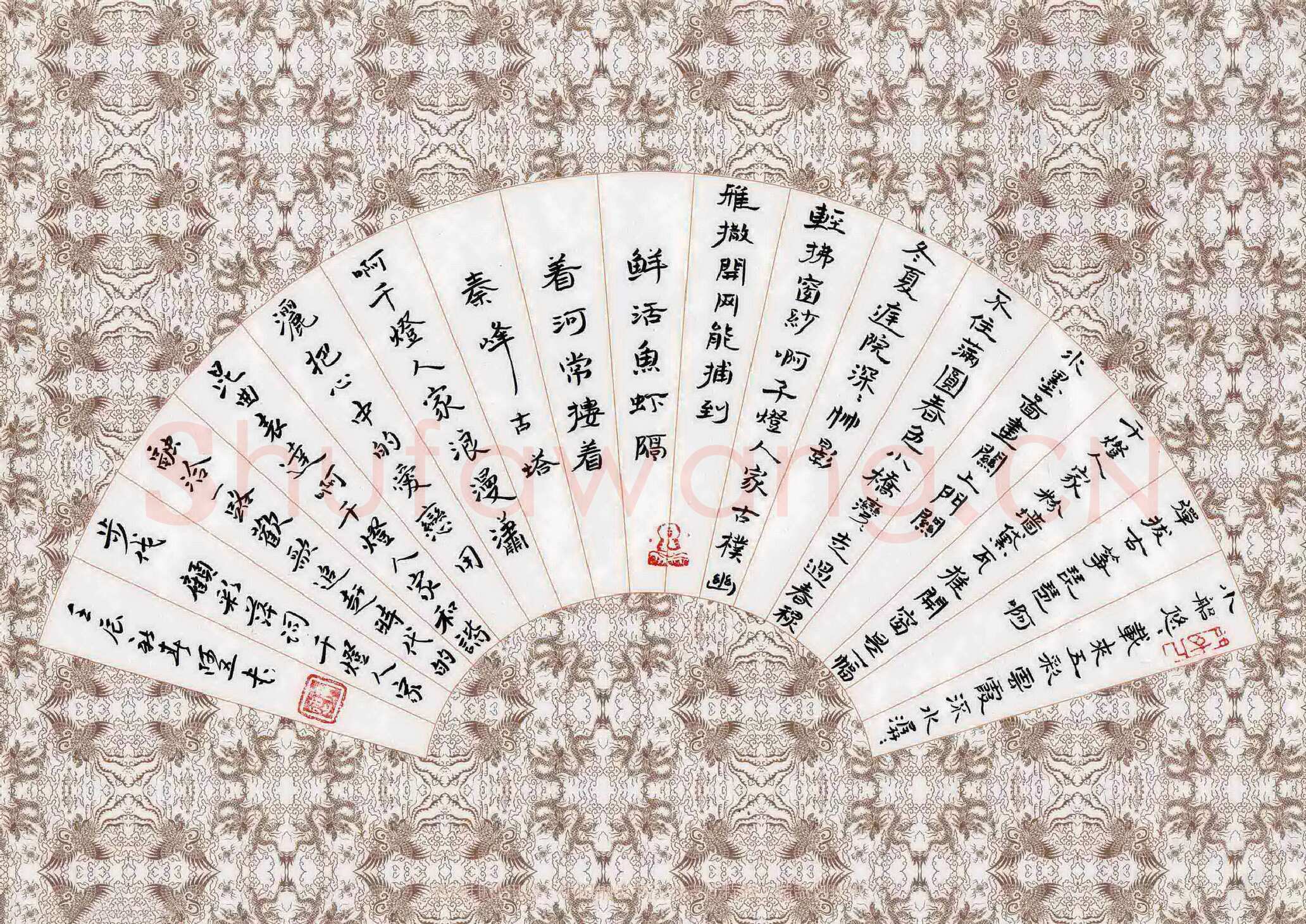 张阿五硬笔隶书顾彩萍词千灯人家,张阿五硬笔书法作品