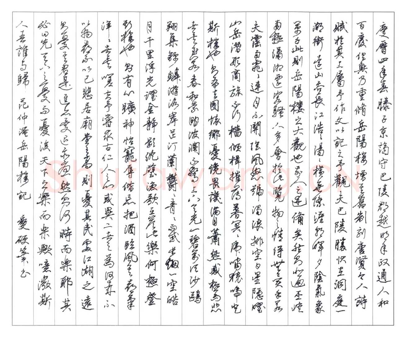 李文采硬笔行草岳阳楼记,硬笔书法作品