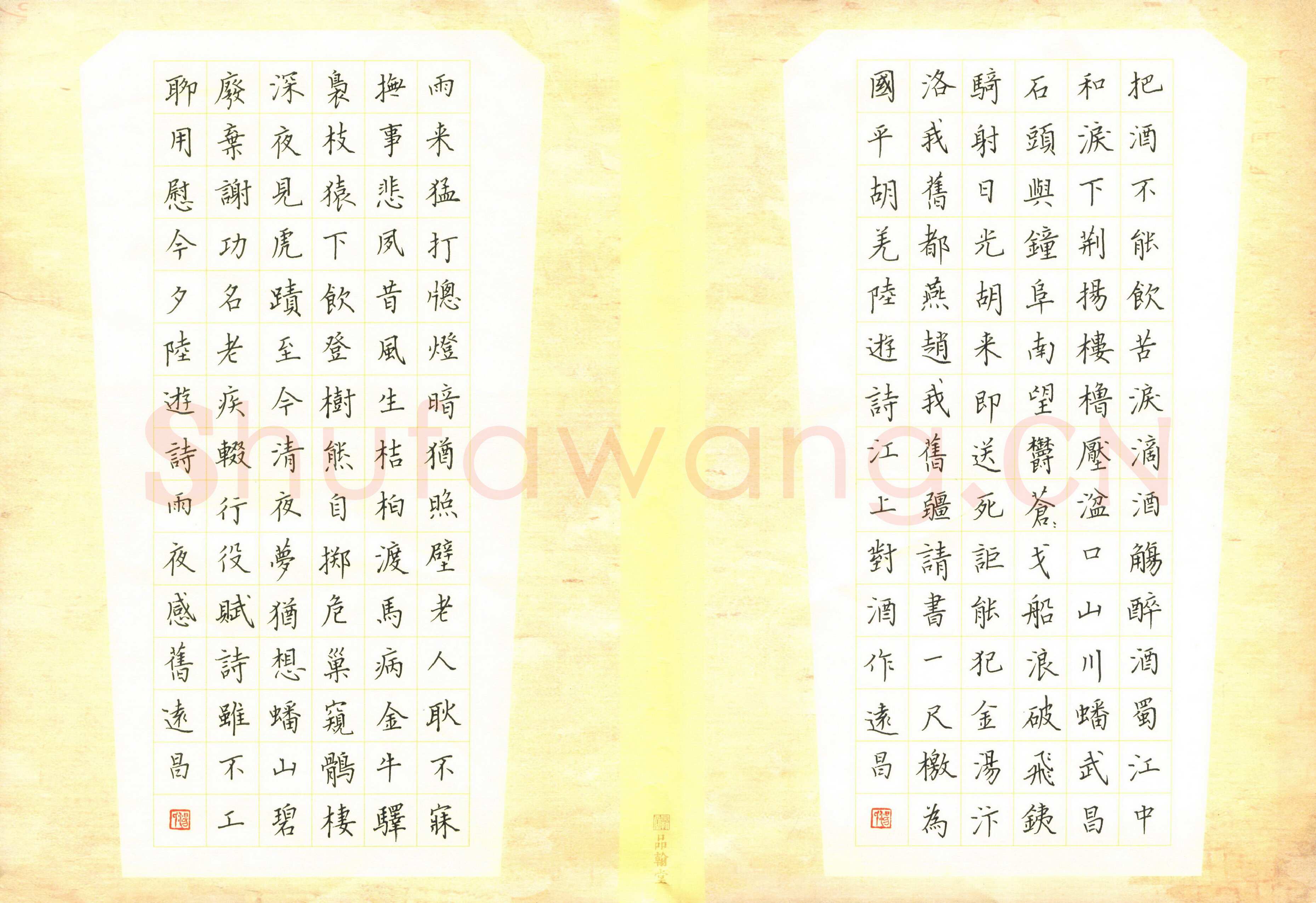 汤远昌硬笔楷书陆游诗二首,汤远昌硬笔书法作品