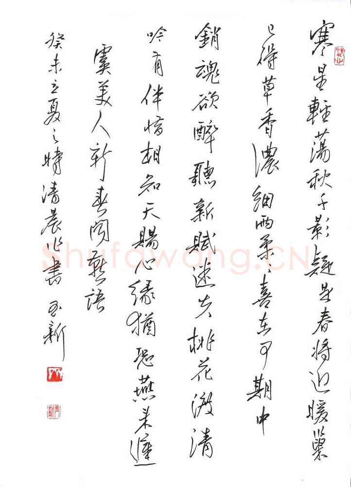 齐玉新美工笔行书虞美人一首,齐玉新硬笔书法作品