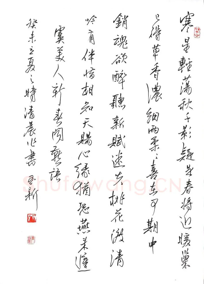 齐玉新美工笔行书虞美人一首,齐玉新硬笔书法作品
