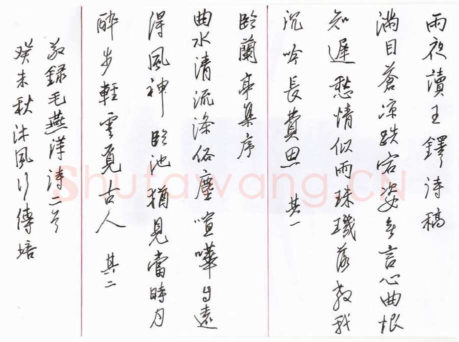 刘传培硬笔行书毛燕萍诗二首,刘传培硬笔书法作品