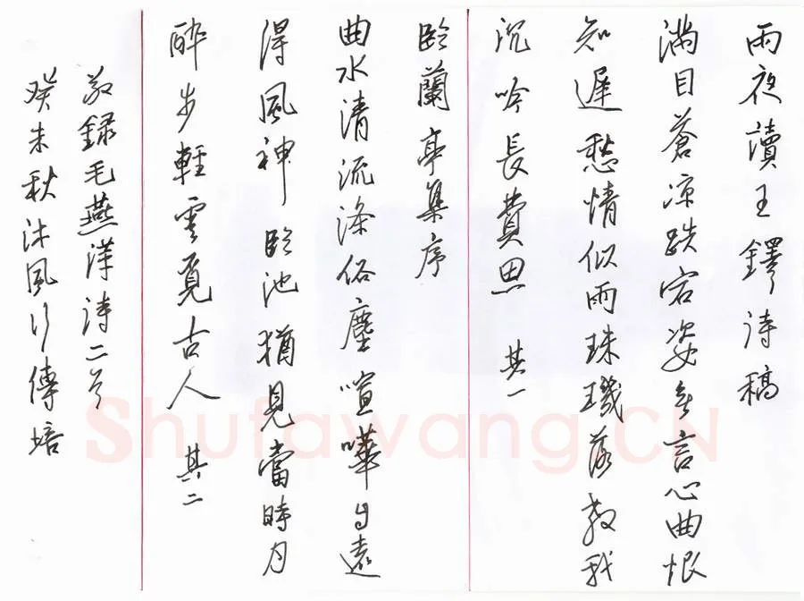 刘传培硬笔行书毛燕萍诗二首,刘传培硬笔书法作品