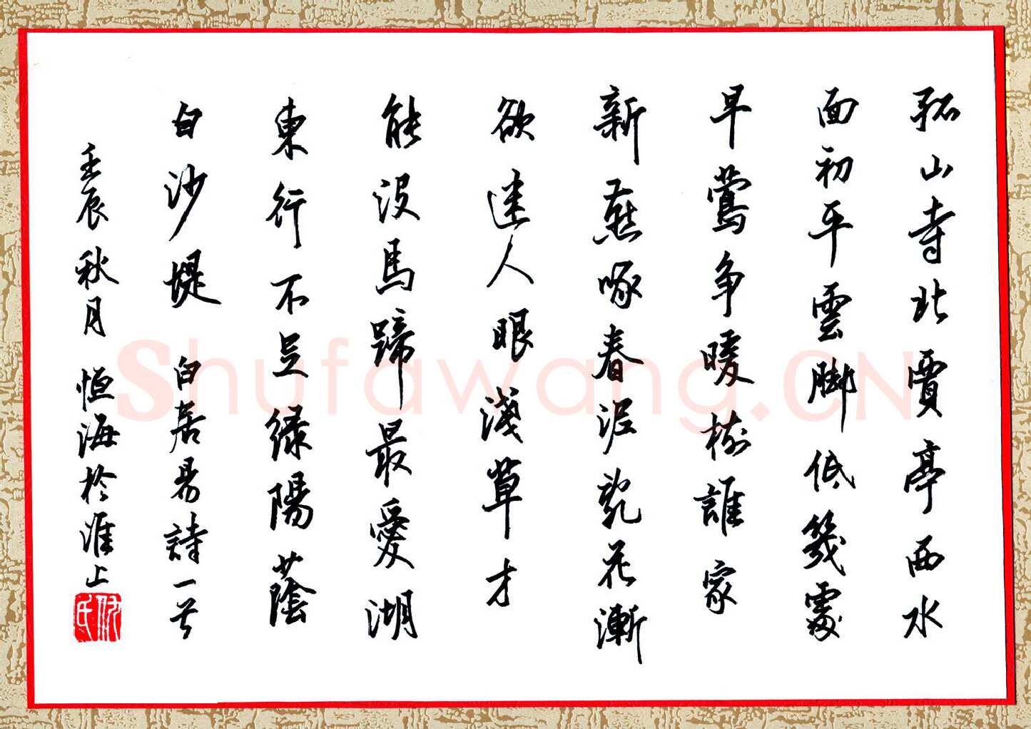 仇恒海硬笔行书白居易诗一首,硬笔书法作品