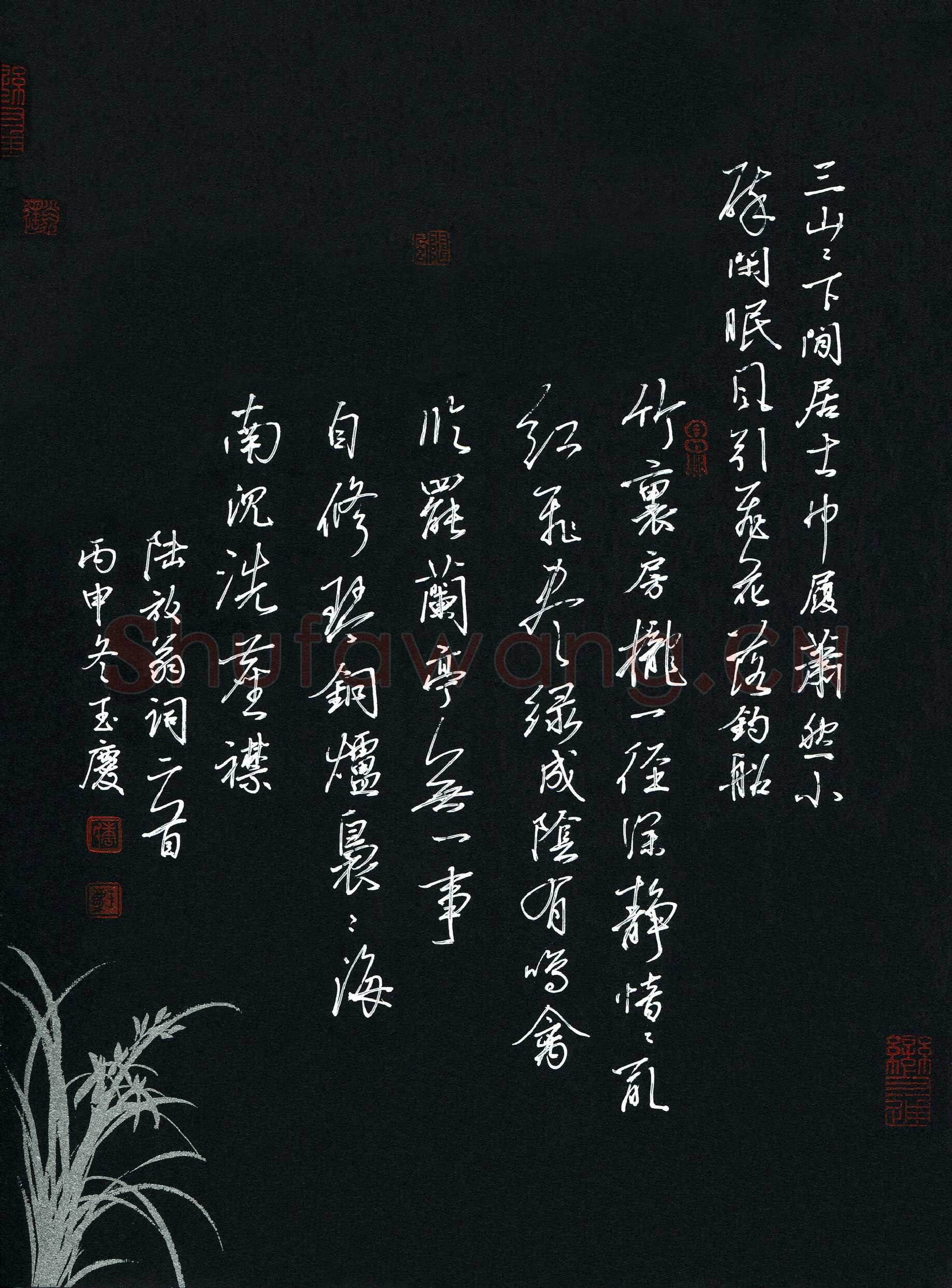 唐玉庆硬笔行书陆放翁词二首,唐玉庆硬笔书法作品