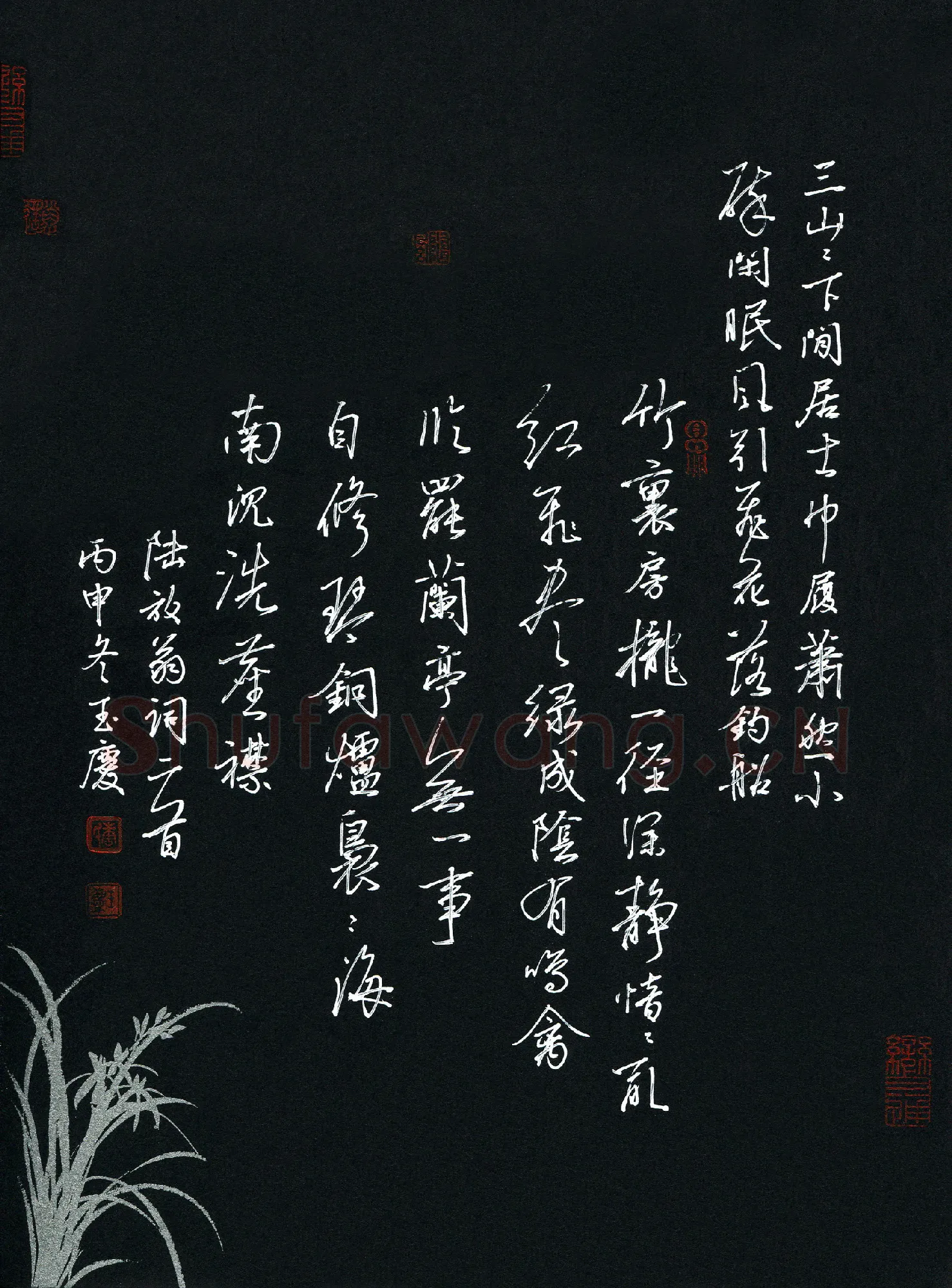 唐玉庆硬笔行书陆放翁词二首,唐玉庆硬笔书法作品