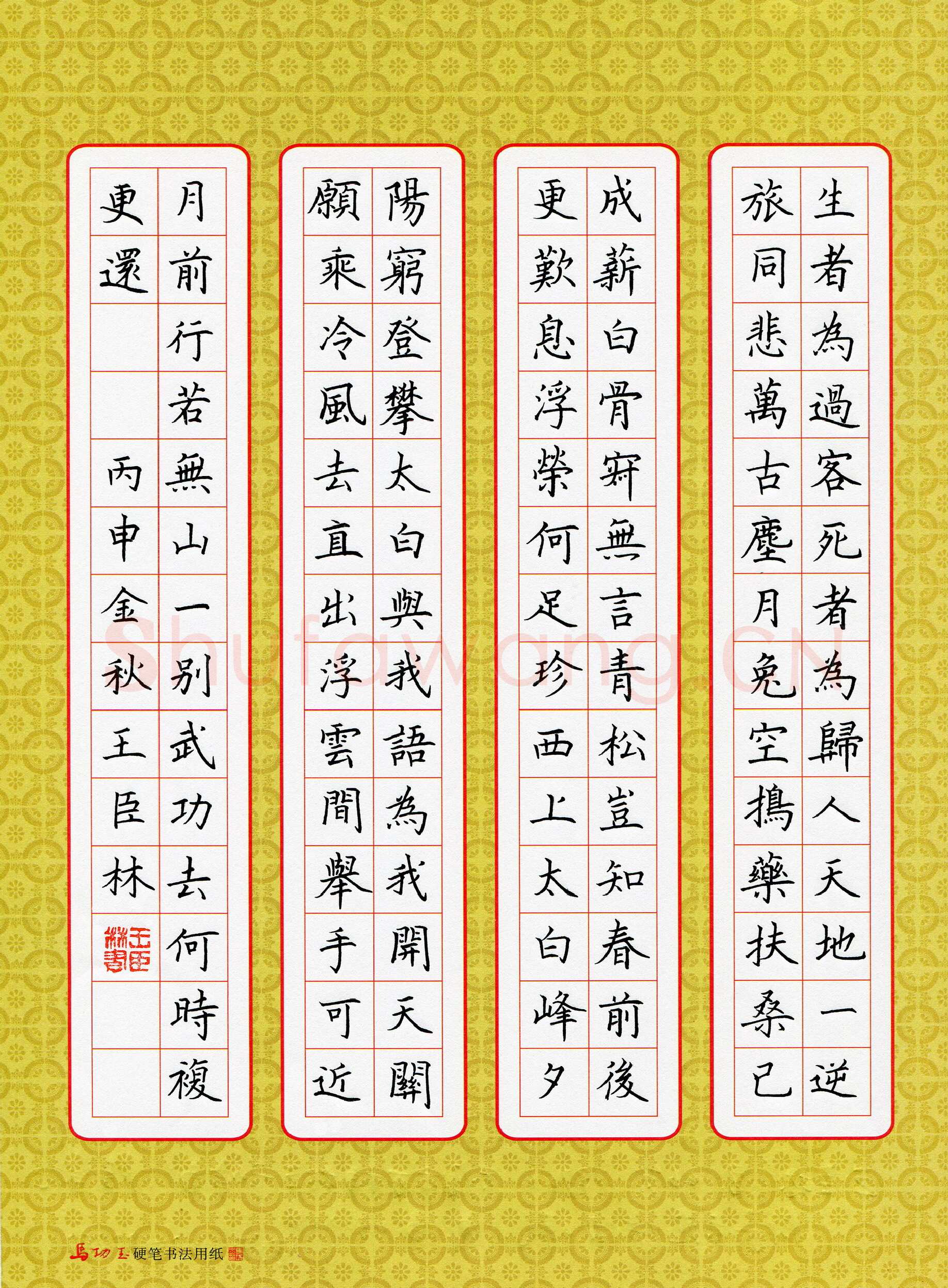 王臣林硬笔楷书李白诗,王臣林硬笔书法作品