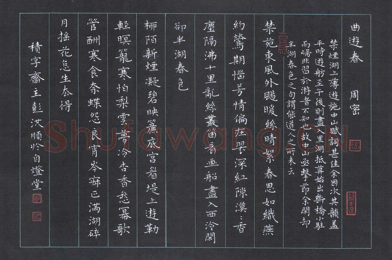彭洪顺硬笔楷书周密曲游春,彭洪顺硬笔书法作品
