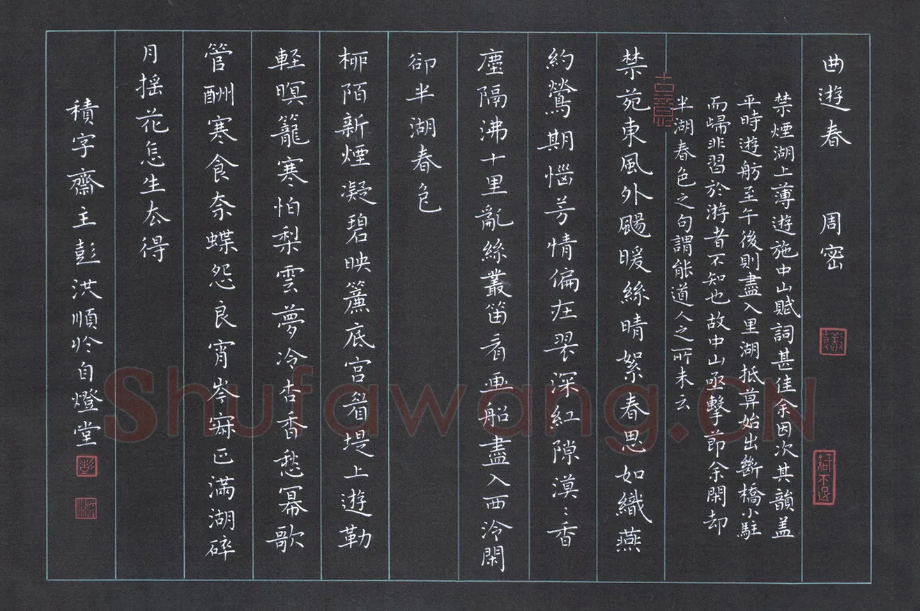 彭洪顺硬笔楷书周密曲游春,彭洪顺硬笔书法作品