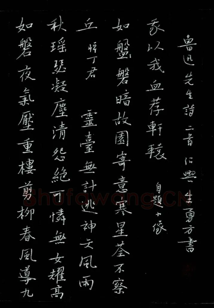 朱勇方硬笔楷书鲁迅诗二首,硬笔书法作品