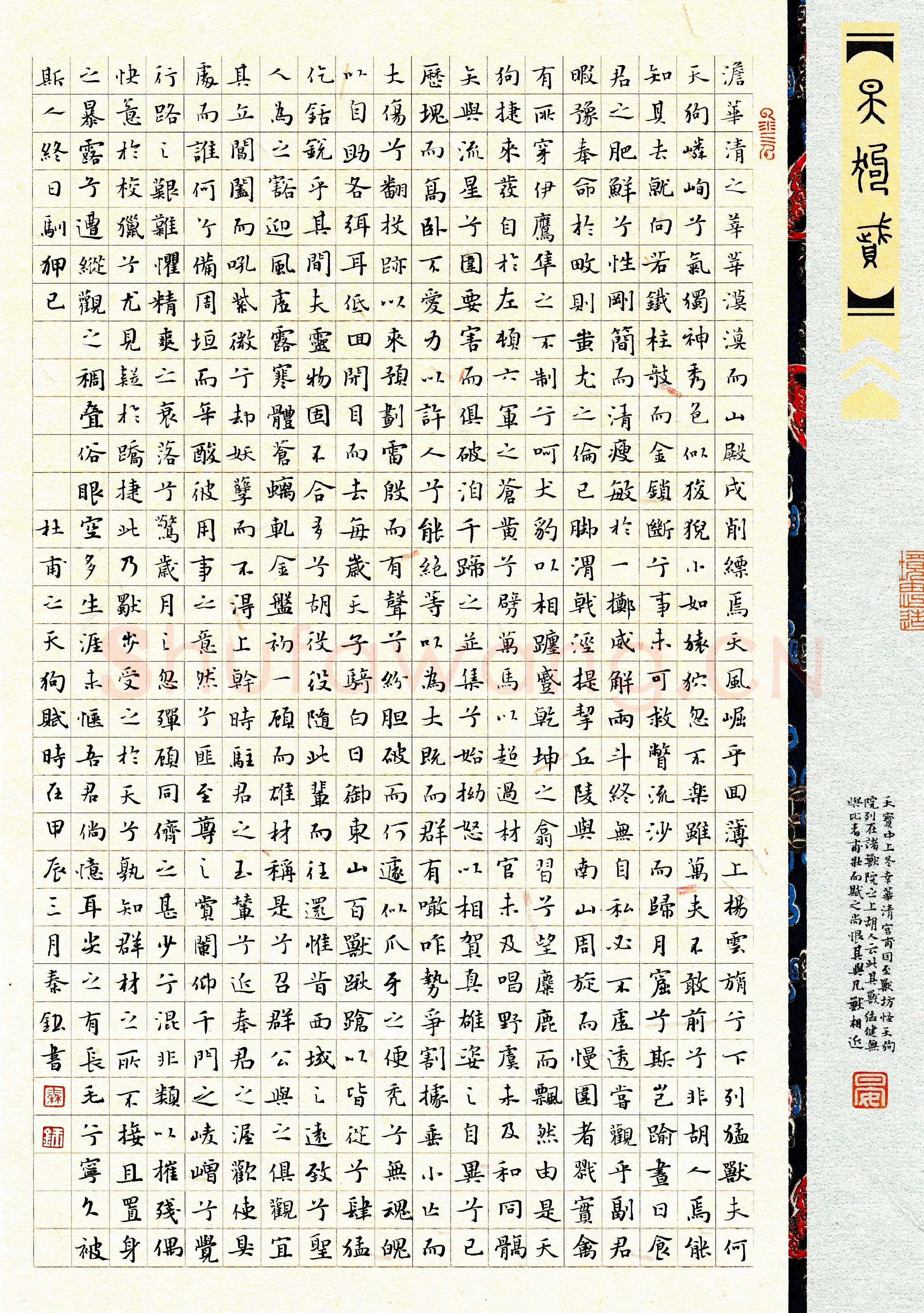 秦钰硬笔楷书杜甫天狗赋,秦钰硬笔书法作品
