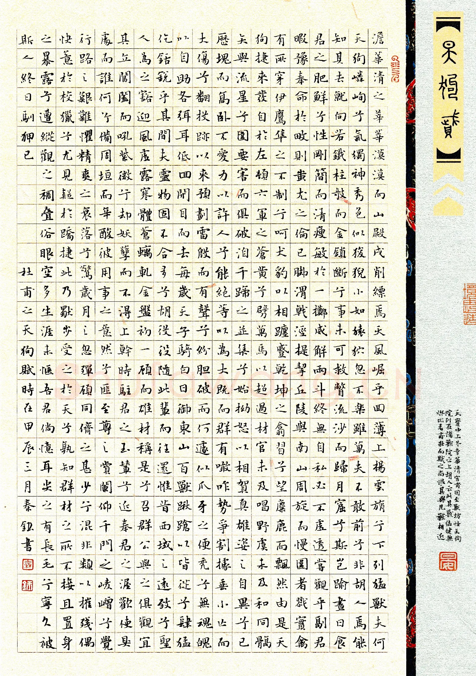 秦钰硬笔楷书杜甫天狗赋,秦钰硬笔书法作品