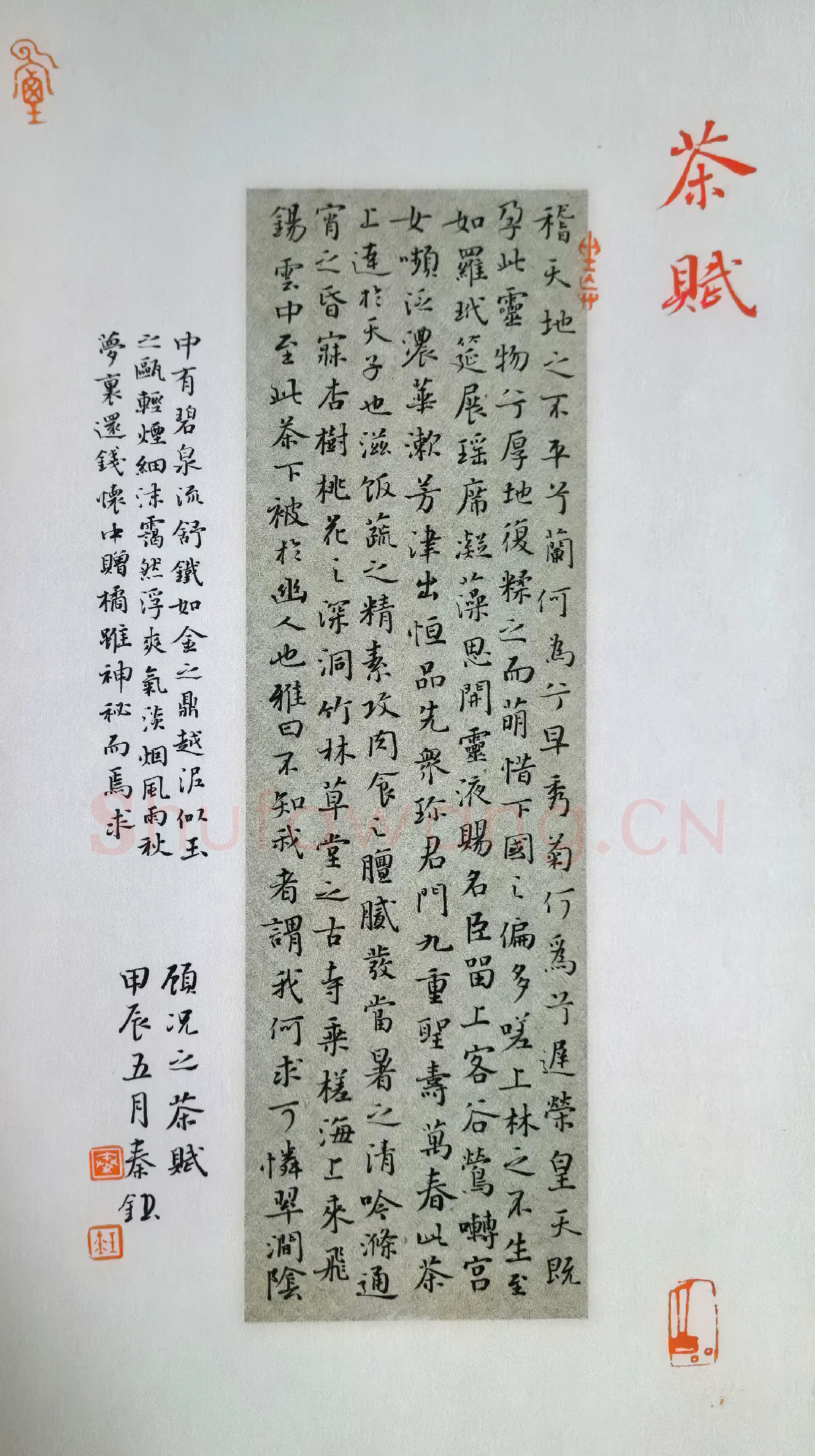 秦钰硬笔楷书茶赋,秦钰硬笔书法作品