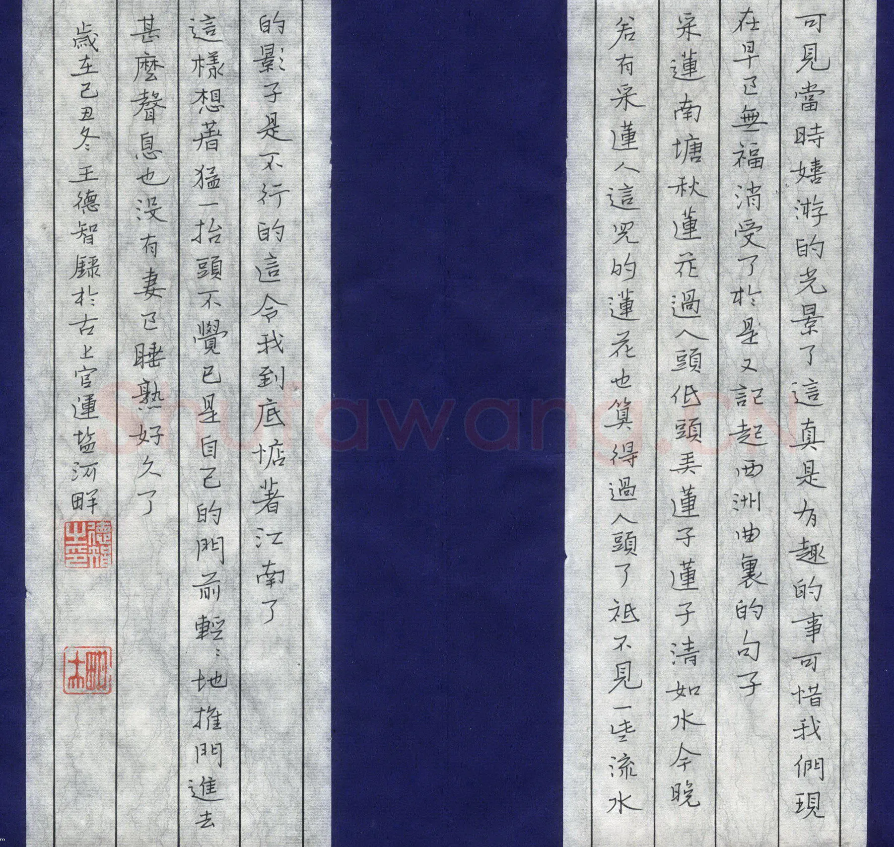 王德智硬笔楷书朱自清荷塘月色,硬笔书法作品