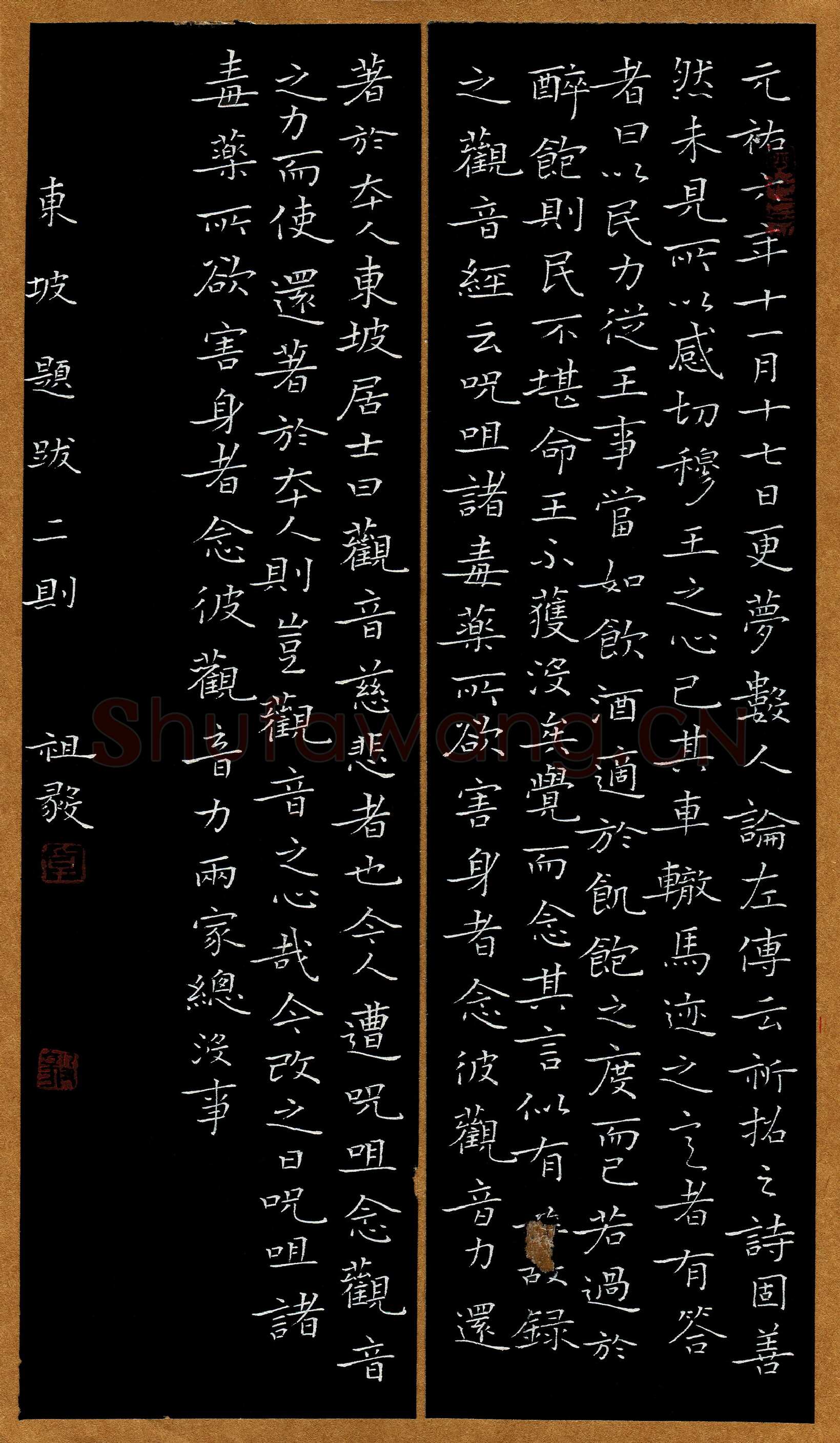 卓祖毅硬笔楷书东坡题跋二则,卓祖毅硬笔书法作品
