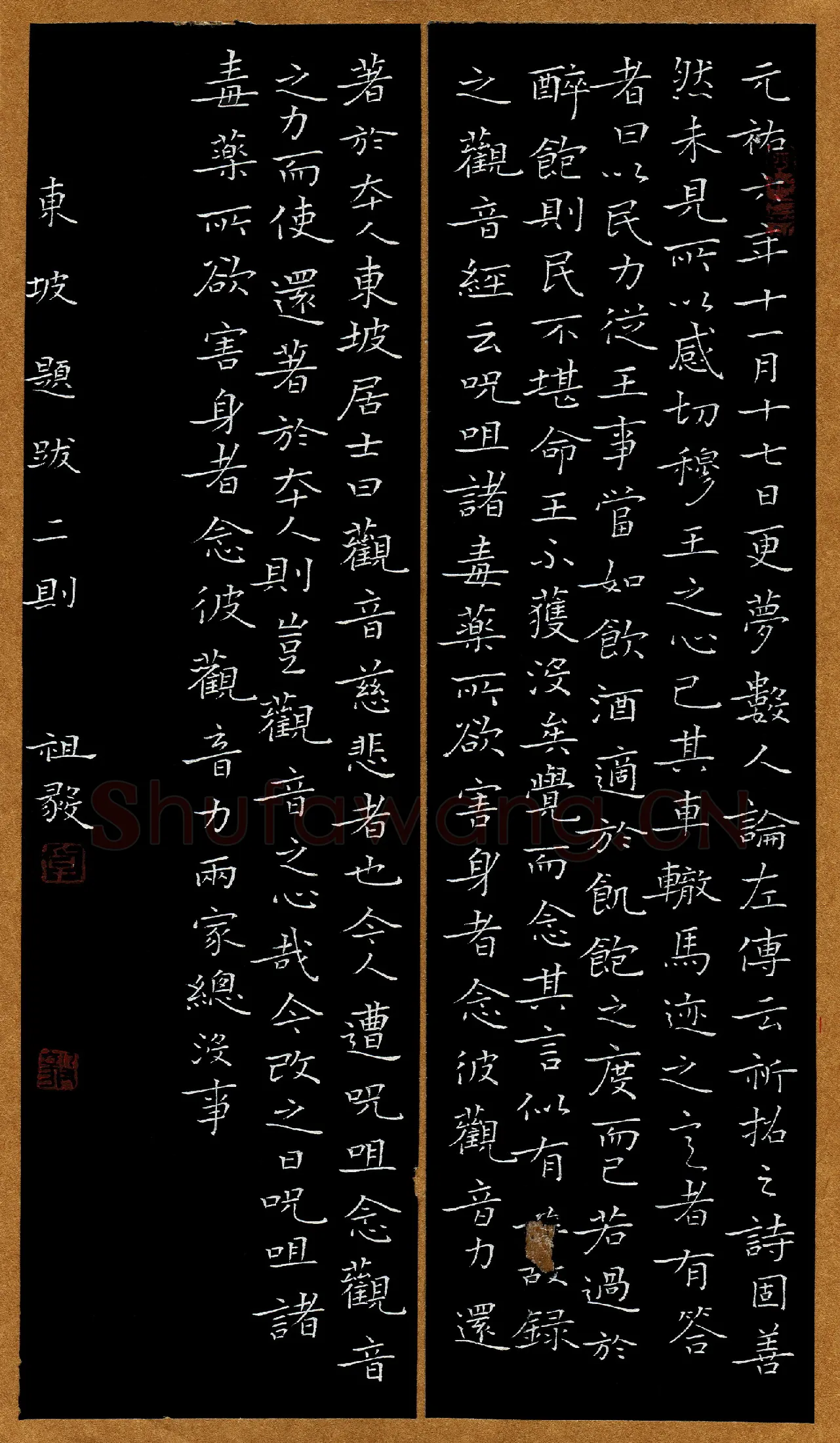卓祖毅硬笔楷书东坡题跋二则,卓祖毅硬笔书法作品
