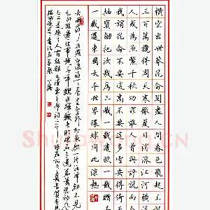 丁谦硬笔楷书毛泽东词二首 硬笔书法作品