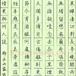 陈广 硬笔楷书 柳永雨霖铃词