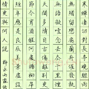 陈广 硬笔楷书 柳永雨霖铃词