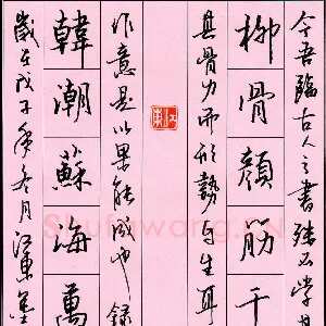 陈广 硬笔行书 柳骨韩潮联