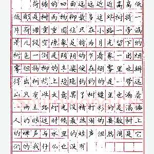 宁垂锵录朱自清《荷塘月色》硬笔书法作品