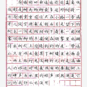 宁垂锵录朱自清《荷塘月色》硬笔书法作品