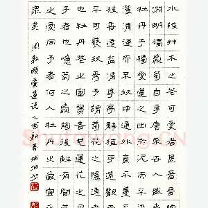 宋炳坤硬笔隶书周敦颐爱莲说 硬笔书法作品