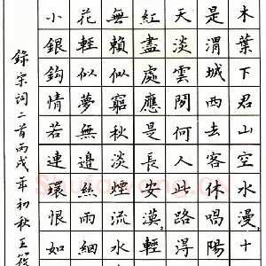 王筱茹 硬笔楷书 宋词二首
