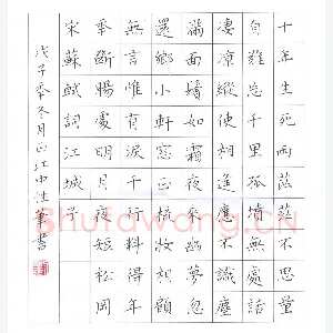 刘正江 硬笔楷书 苏轼词江城子