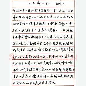 翟风绪硬笔行书柳宗元小石城山记 硬笔书法作品