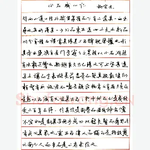 翟风绪硬笔行书柳宗元小石城山记 硬笔书法作品