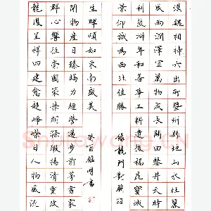 周鑑明硬笔楷书龙门对联 硬笔书法作品