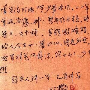 朱以撒硬笔行书宋人词一首 硬笔书法作品