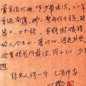 朱以撒硬笔行书宋人词一首 硬笔书法作品