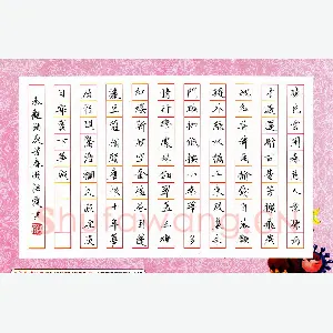 刘洪霞 硬笔楷书 秦观词满庭芳春游