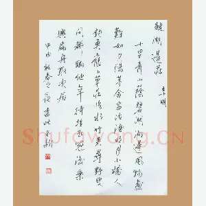 齐玉新 硬笔行草 王十朋题湖边庄