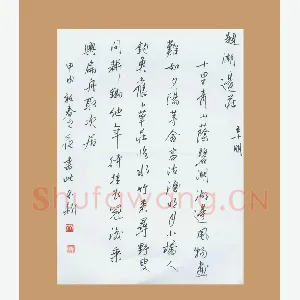 齐玉新 硬笔行草 王十朋题湖边庄
