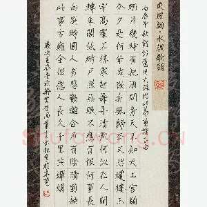 张松青 硬笔楷书 苏轼词水调歌头