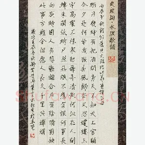 张松青 硬笔楷书 苏轼词水调歌头