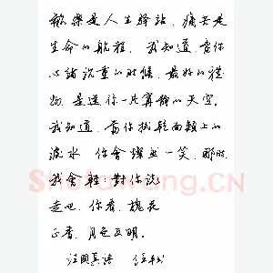 任平 硬笔行书 汪国真诗