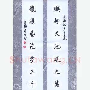 张吉祥 硬笔行书 鹏起龙游七言联