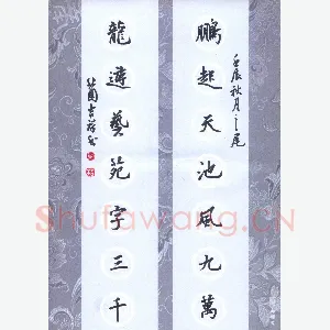 张吉祥 硬笔行书 鹏起龙游七言联