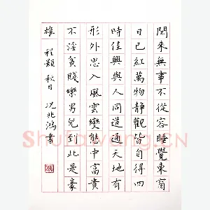 况兆鸿 硬笔楷书 程颢秋日