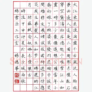 杨德华 硬笔楷书 苏轼词念奴娇