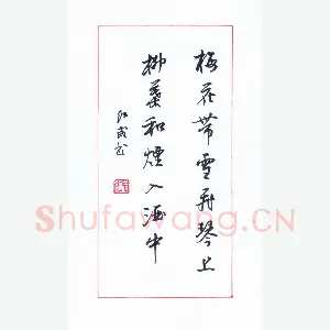 田红武 硬笔行书 梅花带雪诗句