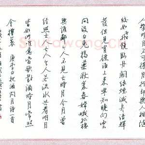 汪寅生 硬笔行书 李白把酒问月诗一首