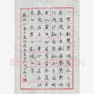 朱守荣 硬笔楷书 苏轼行香子