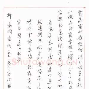朱志仁 硬笔行书 柳永词一首