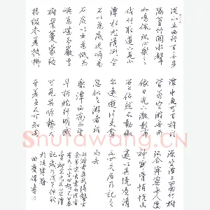 曲庆伟 硬笔行书 柳宗元文小石潭记